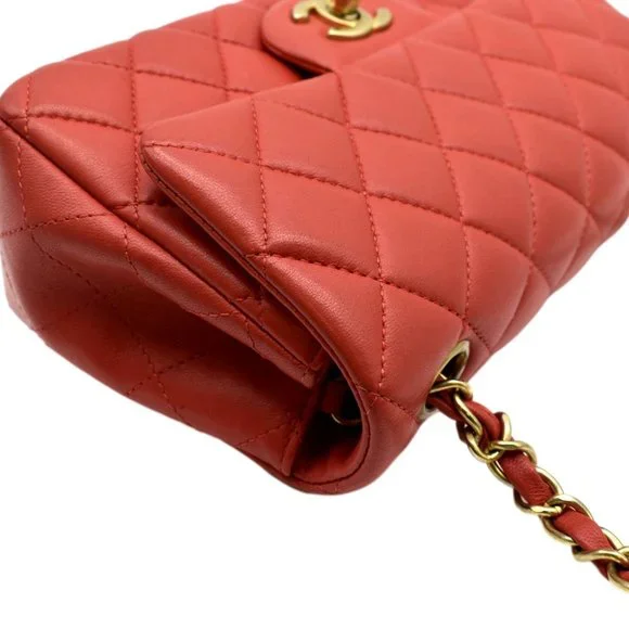 CHANEL  Mini Rectangular Flap Quilted Leather Crossbody Bag Red - Picture 6 of 13